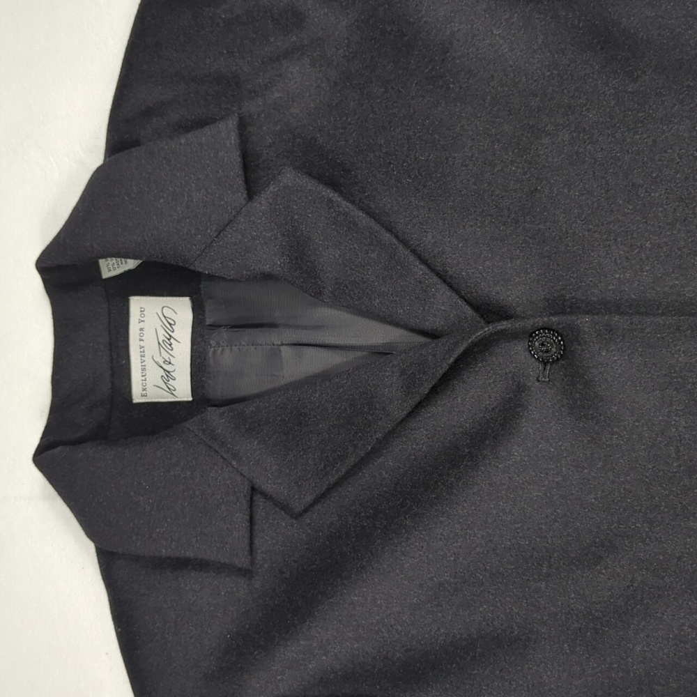 Lord & Taylor Wool‎ Cashmere Solid Black Single Button Women's Blazer Size 14